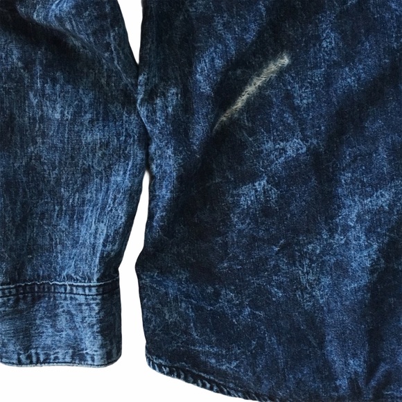 new LF Carmar ✶ Destroyed Ripped Mineral Wash ✶ Chambray Button Up Shirt ✶ Y2K - Picture 9 of 16